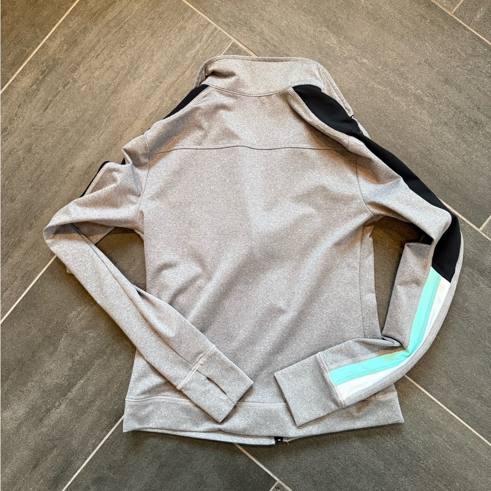 Trina Turk Recreation Gray and Black Athletix Jacket with Aqua Accents XS - Picture 7 of 7